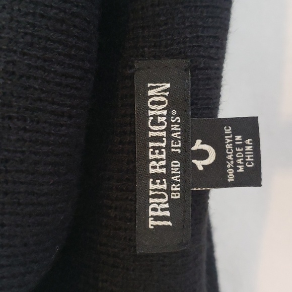 True Religion NWT Men's Outline HS Knit Beanie, Black, One Size - Picture 4 of 6